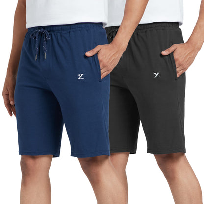 XYXX Mens Cotton Rich Shorts - Relaxed Fit Ace Loungewear with Antimicrobial Finish, Superior Stretch, Zippered Pockets