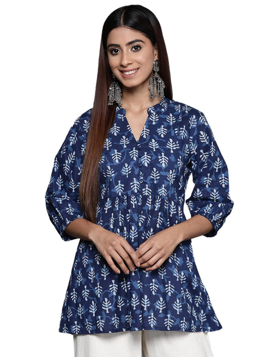 Libas Indigo Printed Aline Cotton Kurti