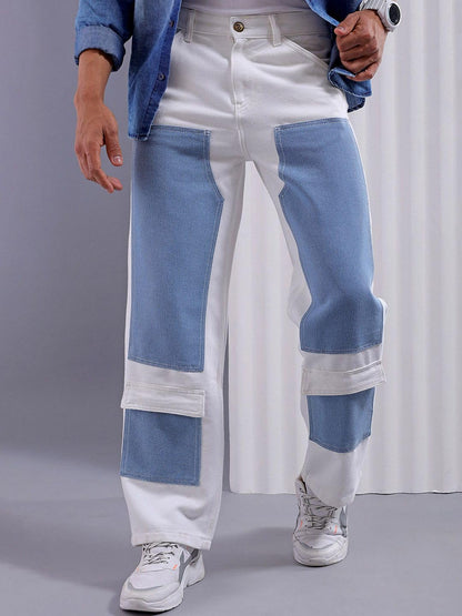 The Indian Garage Co Men Baggy Solid Mid-Rise Carpenter Utility Denim