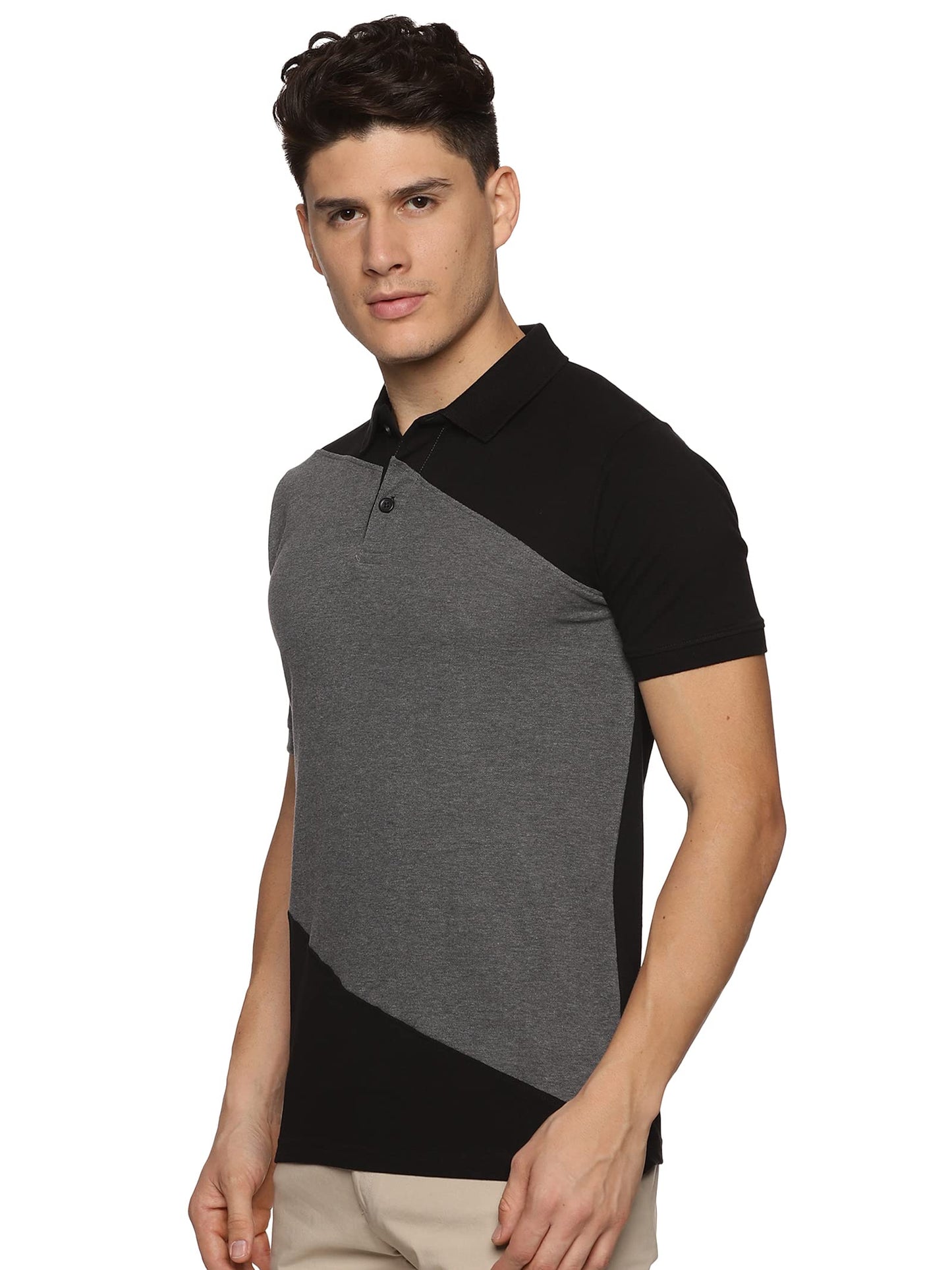 ADRO Premium Cotton Multicolor Polo T-Shirt for Men (PN23-S2-BLDG_Black)