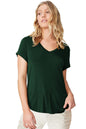 Fabricorn WomenS Solid Regular Fit T-Shirt (Gt01_Ud_Vneck_P_Bottle Green