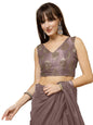 Oomph! WomenS Indian Ethnic Wear Designer Big Paisley Pattern Zari Work V Neck Sleeveless Sandcastle Beige Color Brocade Readym