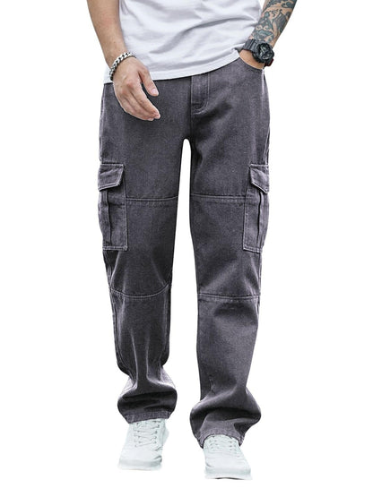 Greciilooks Regular Cargo Pant Baggy Loose Fit Grey