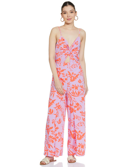 Ketch Polyester Womens Sleeveless Casual Fit Jump Suit Floor Length Dress (Khjs000015_Lilac