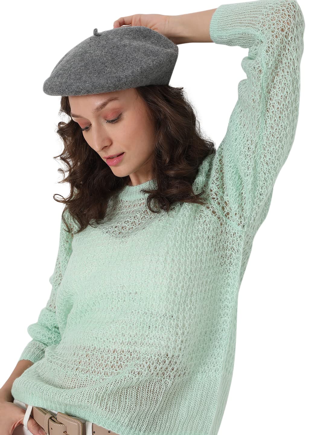 Vero Moda Beret Hat (10280428_Medium Grey Melange_One)