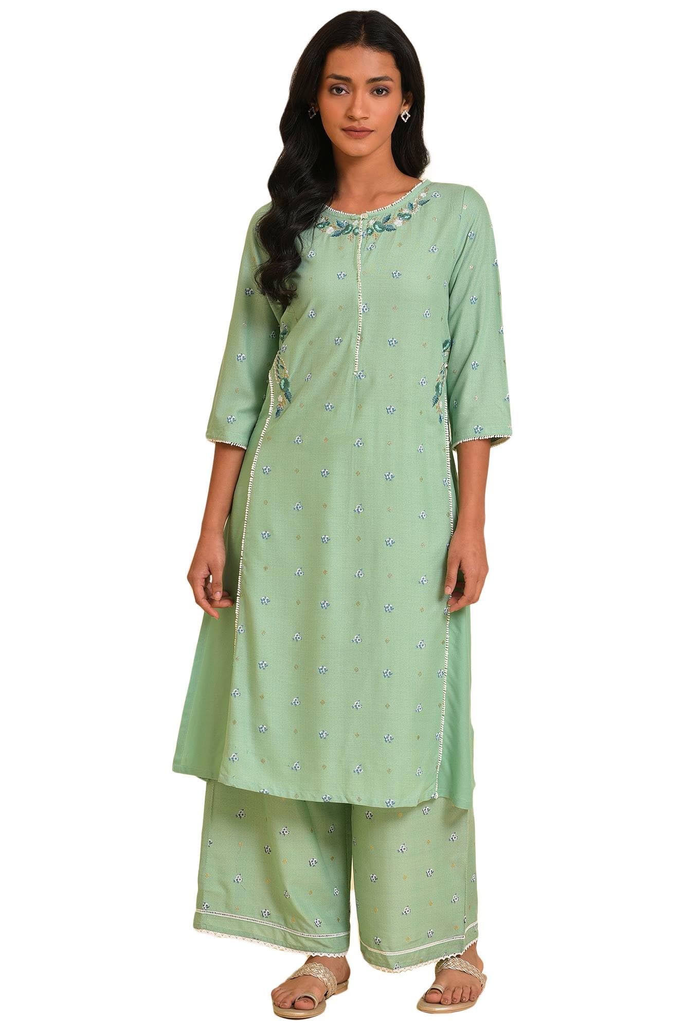 W For Woman WomenS Viscose Regular Kurta (23Few18676-120048_Light_Olive