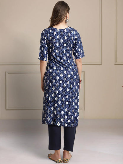 Tee Projekt Printed Crepe Kurti & Pant Set For Women Festival Wear Stylish Kurta Set