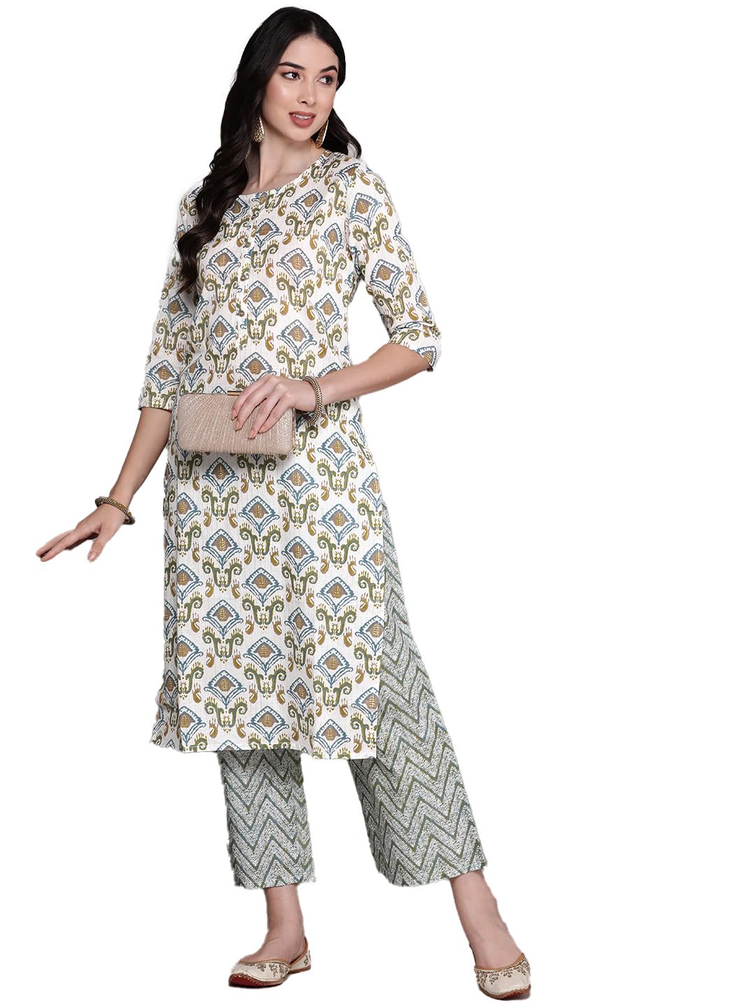 anubhutee Women's Pure Cotton Ethnic Motifs Printed Maroon Straight Kurta Suit Set with Trousers Dupatta