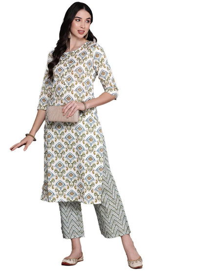 anubhutee Women's Pure Cotton Ethnic Motifs Printed Maroon Straight Kurta Suit Set with Trousers Dupatta
