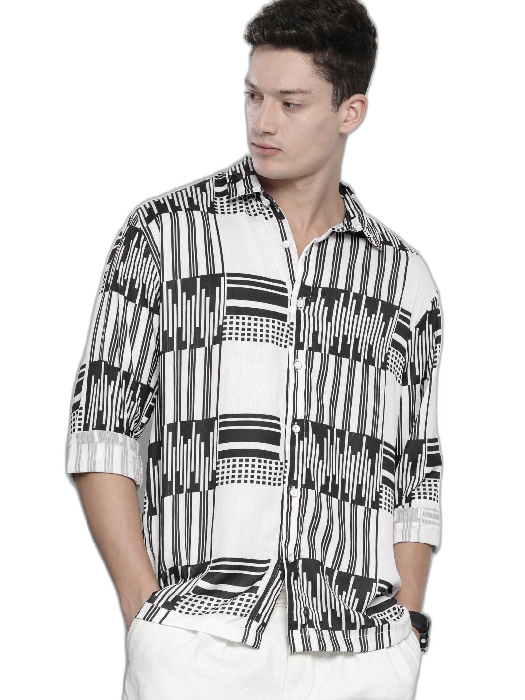 The Indian Garage Co Mens Geometric Print Relaxed Fit Shirt
