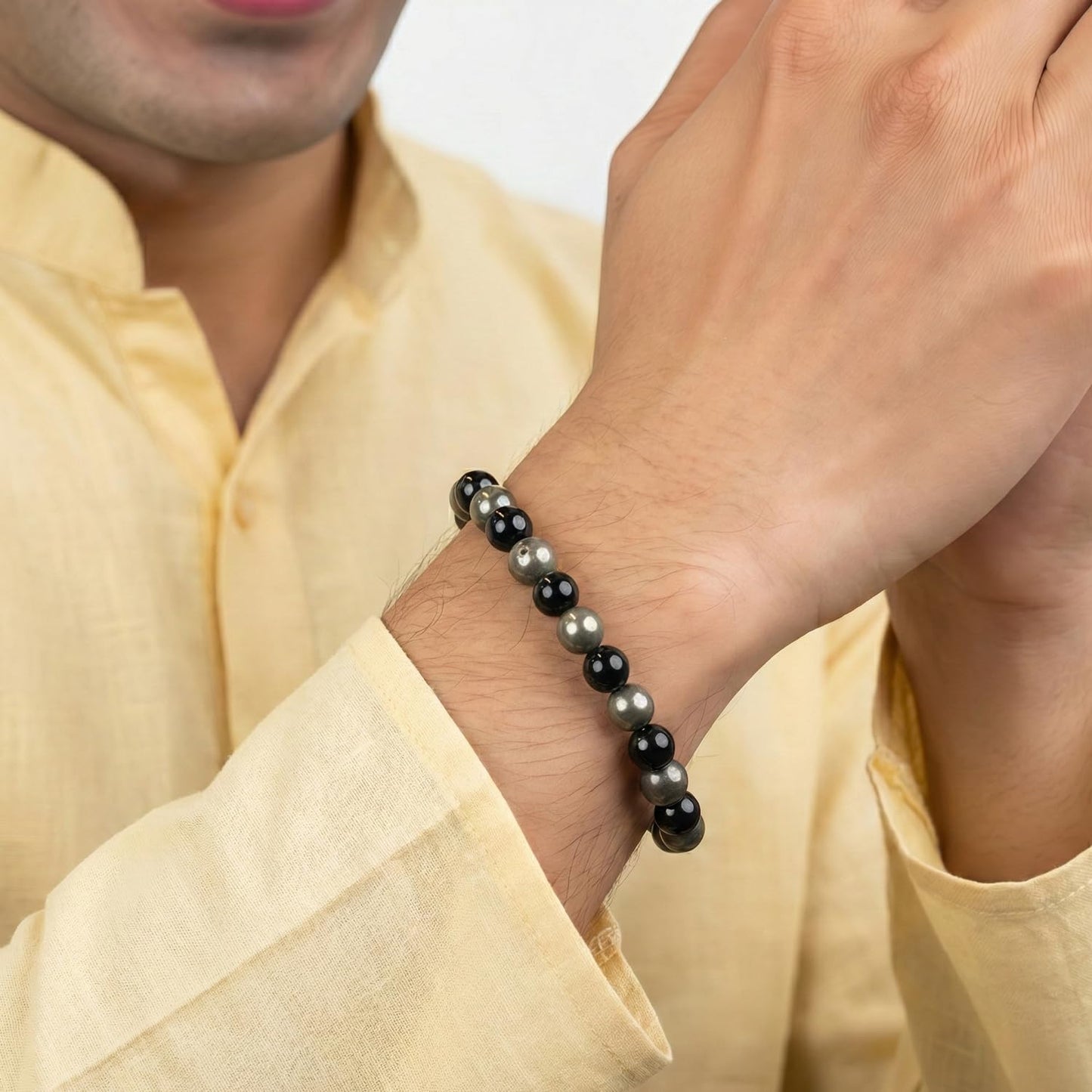 Astrotalk Richie Rich Bracelet | Money Magnet Crystal for Wealth, Confidence & Protection | With Pyrite & Black Obsidian | Bracelet for Man & Woman | Gift for Man & Woman