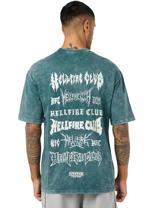 Bewakoof Official Stranger Things Merchandise Mens Typography Oversized Fit Half Sleeve Round Neck Pure Cotton T-Shirt_691877_G