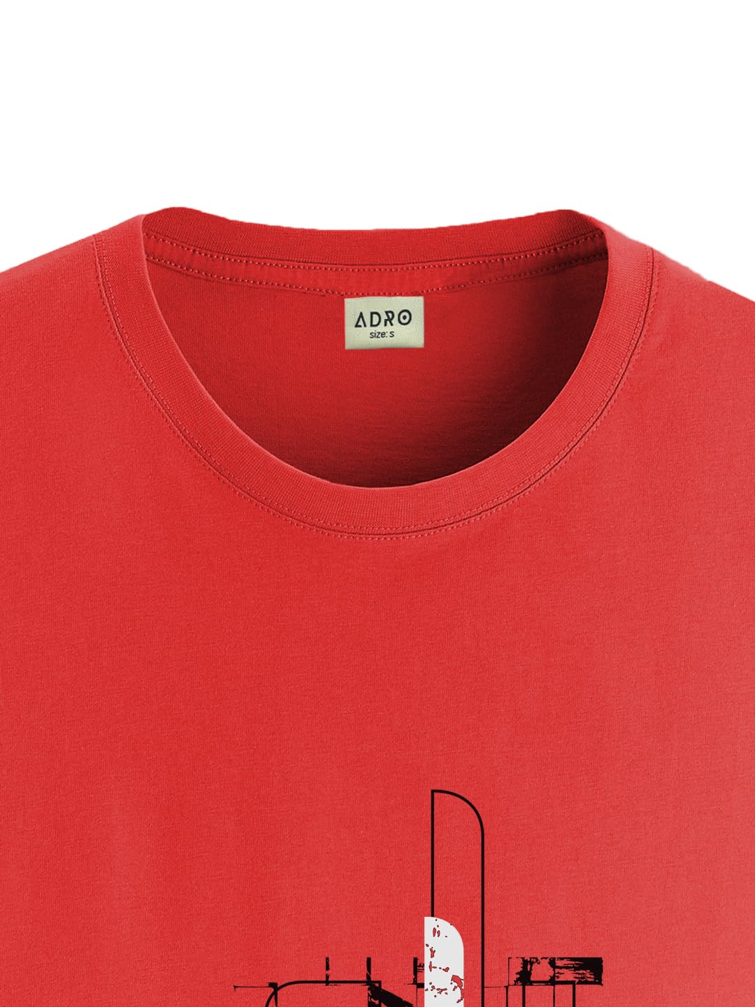 ADRO Men's Graphic Printed 100% Cotton T-Shirt - Regular Fit, Printed T-Shirts for Men (RN24-FTR-RD_Red)