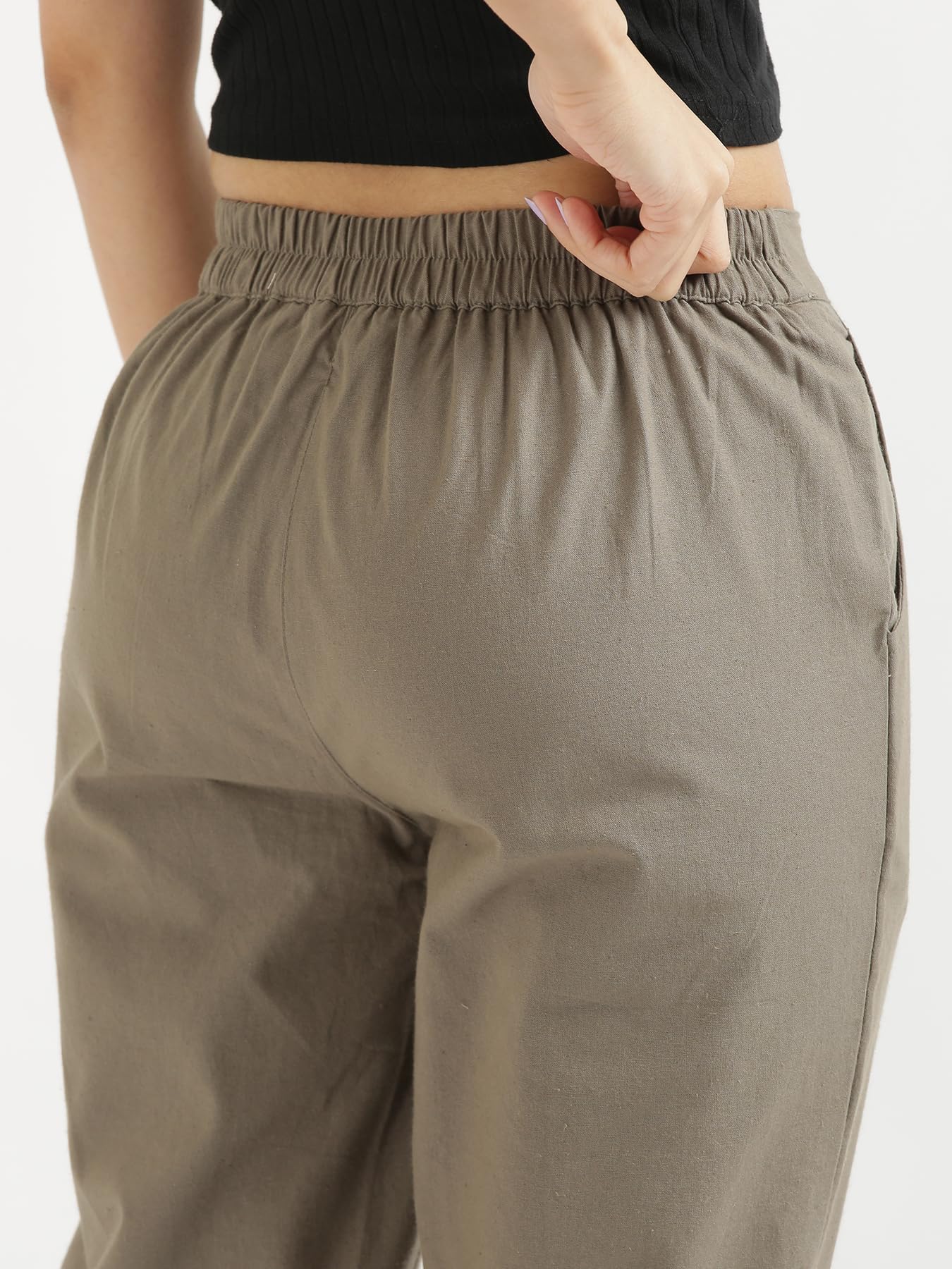 Digital Shopee Women Cotton Pant Stretchable Regular Slim Fit Trouser | Pocket Pants For Office | Cotton Casual Pant For WomenS