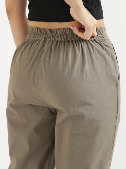 Digital Shopee Women Cotton Pant Stretchable Regular Slim Fit Trouser | Pocket Pants For Office | Cotton Casual Pant For WomenS