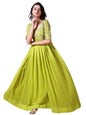Wedani Georgette Embroidered Long Gown for Women Light Green