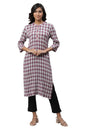 Aurelia Women's White Checks Yarn Dyed Lycra Straight Kurta_23AUA14305-704327_XS