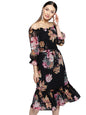 Rare Women'S Synthetic A-Line Knee-Long Dress (Ep4161B_Black_L)