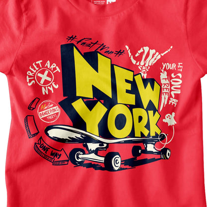 Bon Organik Boys Regular Fit T-Shirt (BON12191_Red