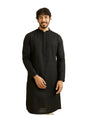 Manyavar Black Blended Cotton Solid Kurtas For Men (Kurta Only)