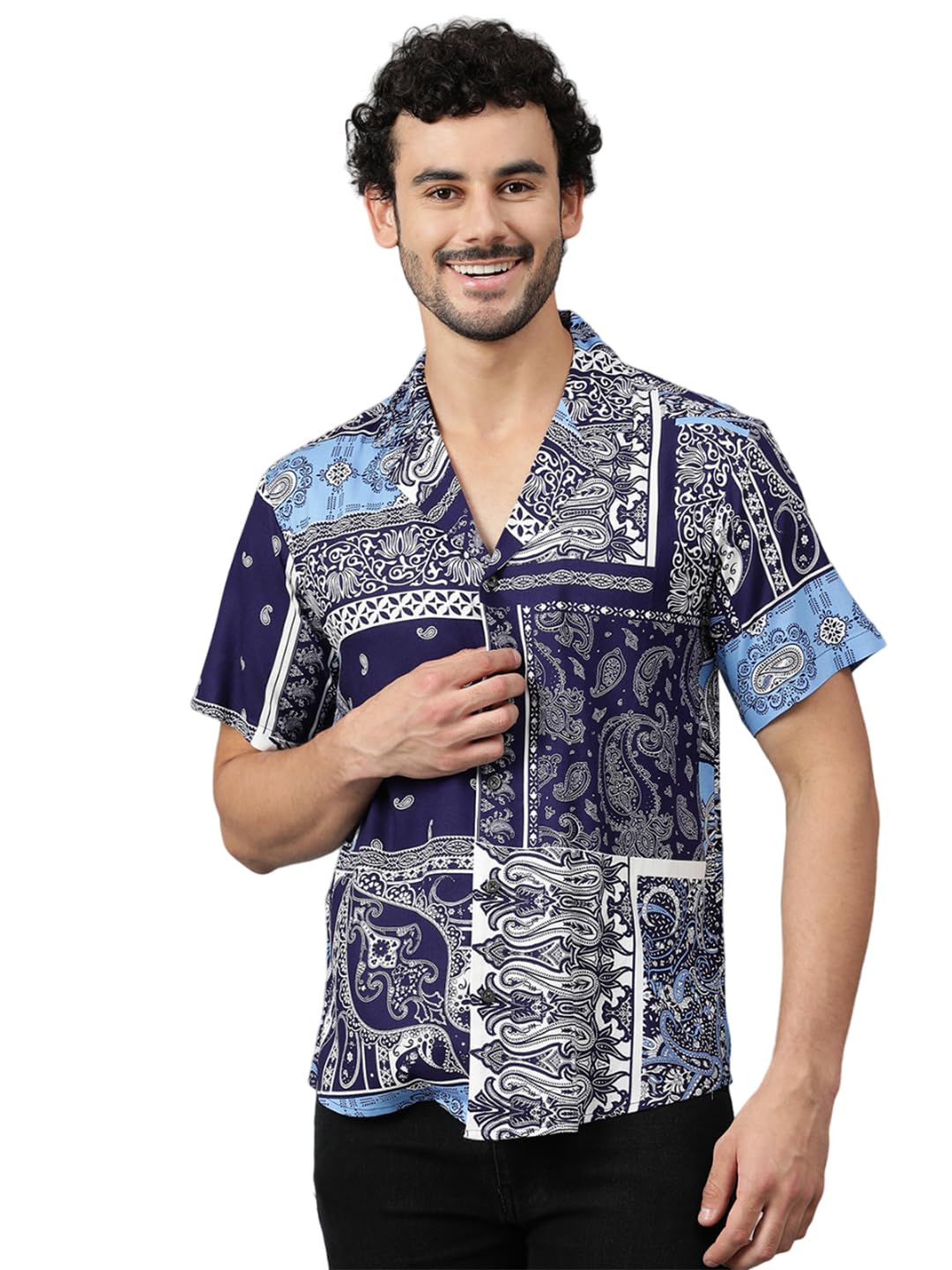 Kotty MenS Fashionable/Casual Printed Spread Collar & Premium Fabric & Stylish & Comfortable Casual Wear Shirt(Multicolor,Xl)