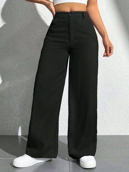 Toochki Tailored Trousers for Womens | Women High-Waisted Pant | Solid Korean Bottom Wear Trouser Black
