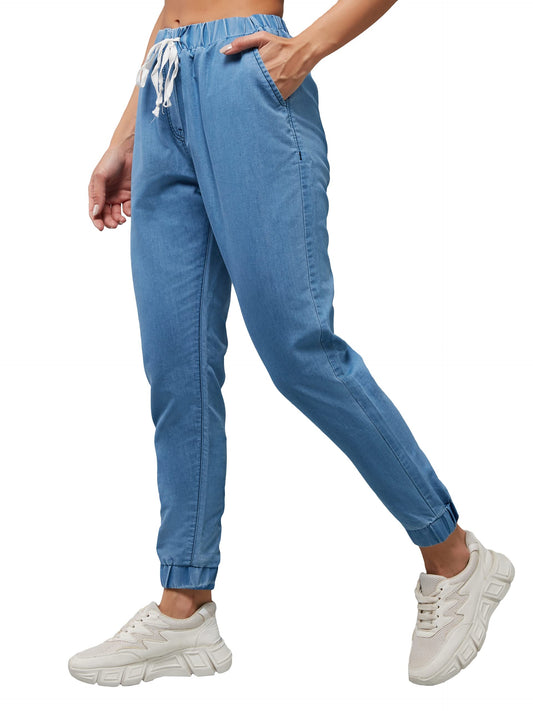 Dolce Crudo Womens Black Regular Length Mid Rise Regular Fit Denim Joggerss (DOSS23DEN99-54-115-30, Blue, 30)