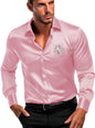 Indoprimo MenS Satin Stylish Club Wear Tiger Diamond Print Shirt Full Sleeve Peach