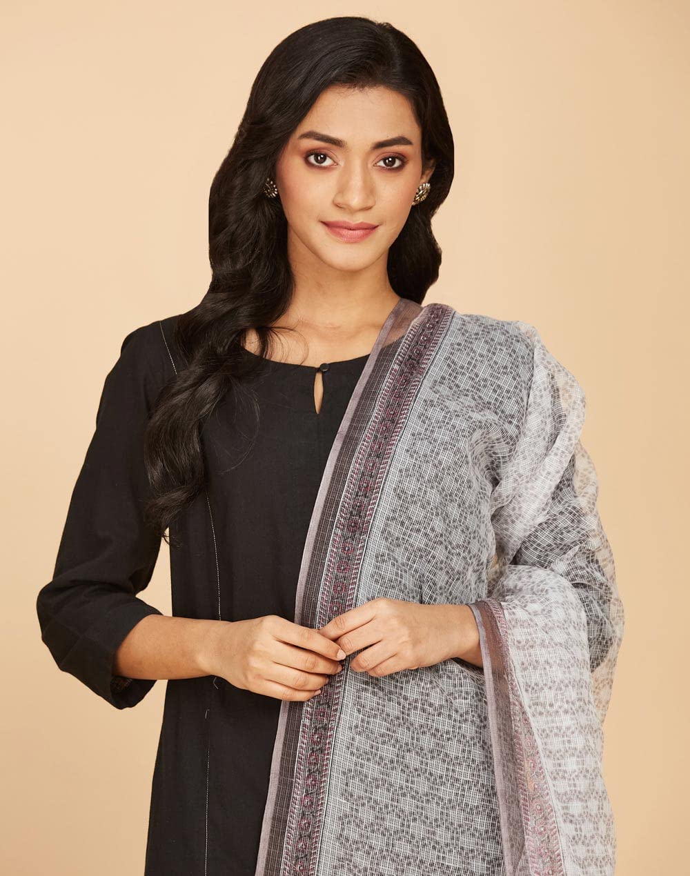 Fabindia Natural Cotton Silk Hand Block Printed Dupatta | Free Size | Regular Length | 2.5m x 92cm (L x W)