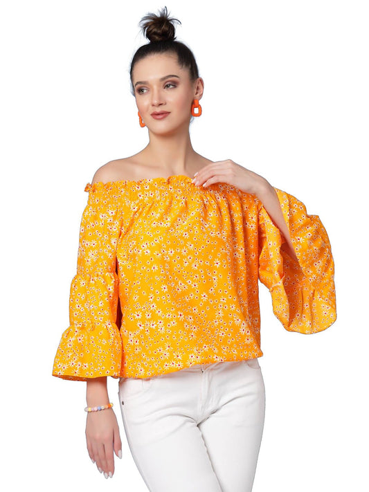 OOMPH! Off Shoulder Tops for Women, Yellow - mt744