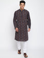 Fabindia Men Cotton Printed Slim Fit Long Kurta Grey_S