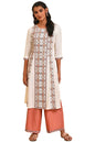 W for Woman Ecru Geometric Print Round Neck Summer Kurta