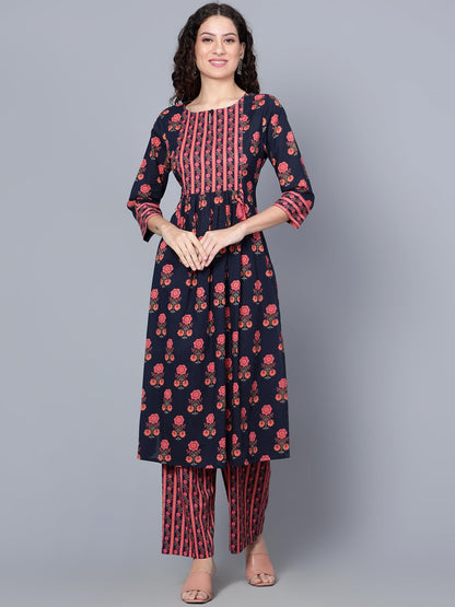 idaLia Multicolour Floral Printed Kurta Set