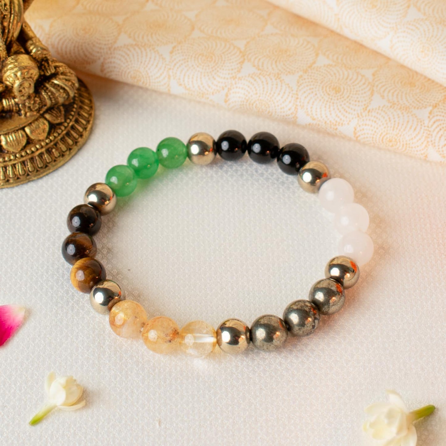 Astrotalk Dhan Lakshmi Bracelet | Attract Wealth, Abundance & Confidence | Pyrite, Citrine, Tiger Eye, Aventurine & Hematite | Crystal Bracelet for Man & Woman | Gift for Man & Woman