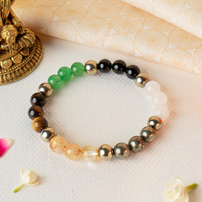 Astrotalk Dhan Lakshmi Bracelet | Attract Wealth, Abundance & Confidence | Pyrite, Citrine, Tiger Eye, Aventurine & Hematite | Crystal Bracelet for Man & Woman | Gift for Man & Woman