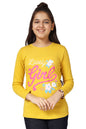 Kyda Kids 100% Cotton Girls Full Sleeve Printed T-Shirt,Regular Fit Round Neck Tops (Pack Of 3) Yellow