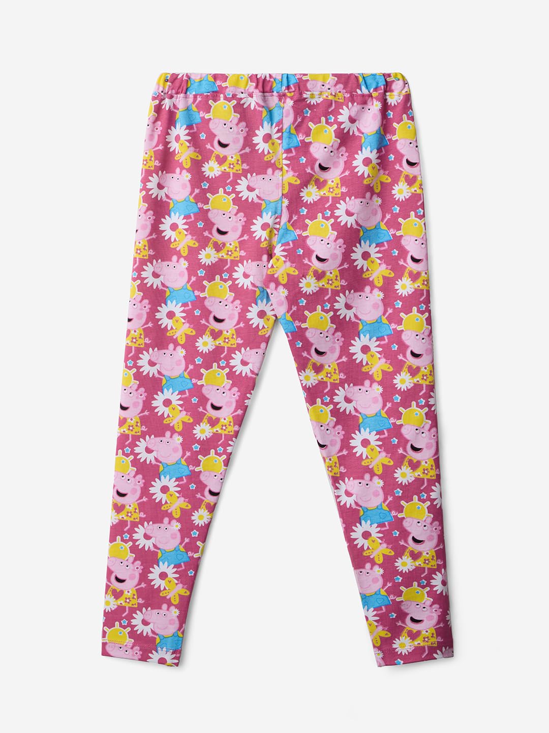 The Souled Store Peppa Pig: Pinky Pig Girls Pull On Pink All Over Printed Regular Fit Cotton Leggings (2-8 Yrs)