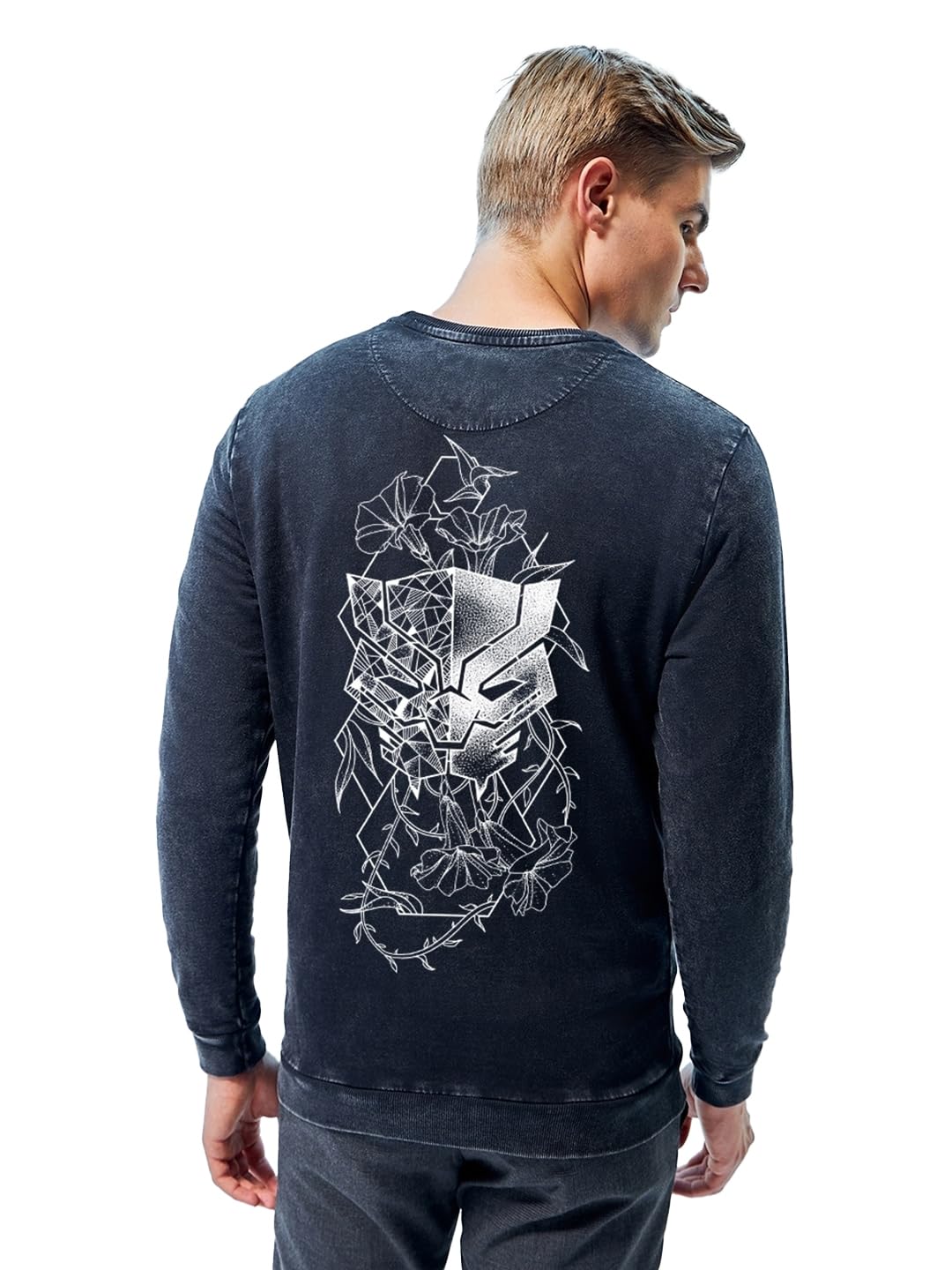 Bewakoof Official Marvel Merchandise Mens Graphic Printed Regular Fit Sweatshirt_624912_Black_XL