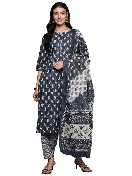 Libas WomenS Pure Cotton Kurta Sets (34242_Grey