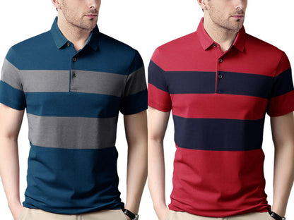 Nobel Monk MenS (Combo Pack Of 2) -Regular Fit Polo T Shirt |Half Sleeves |Collar Tshirts |Casual T-Shirt For Men