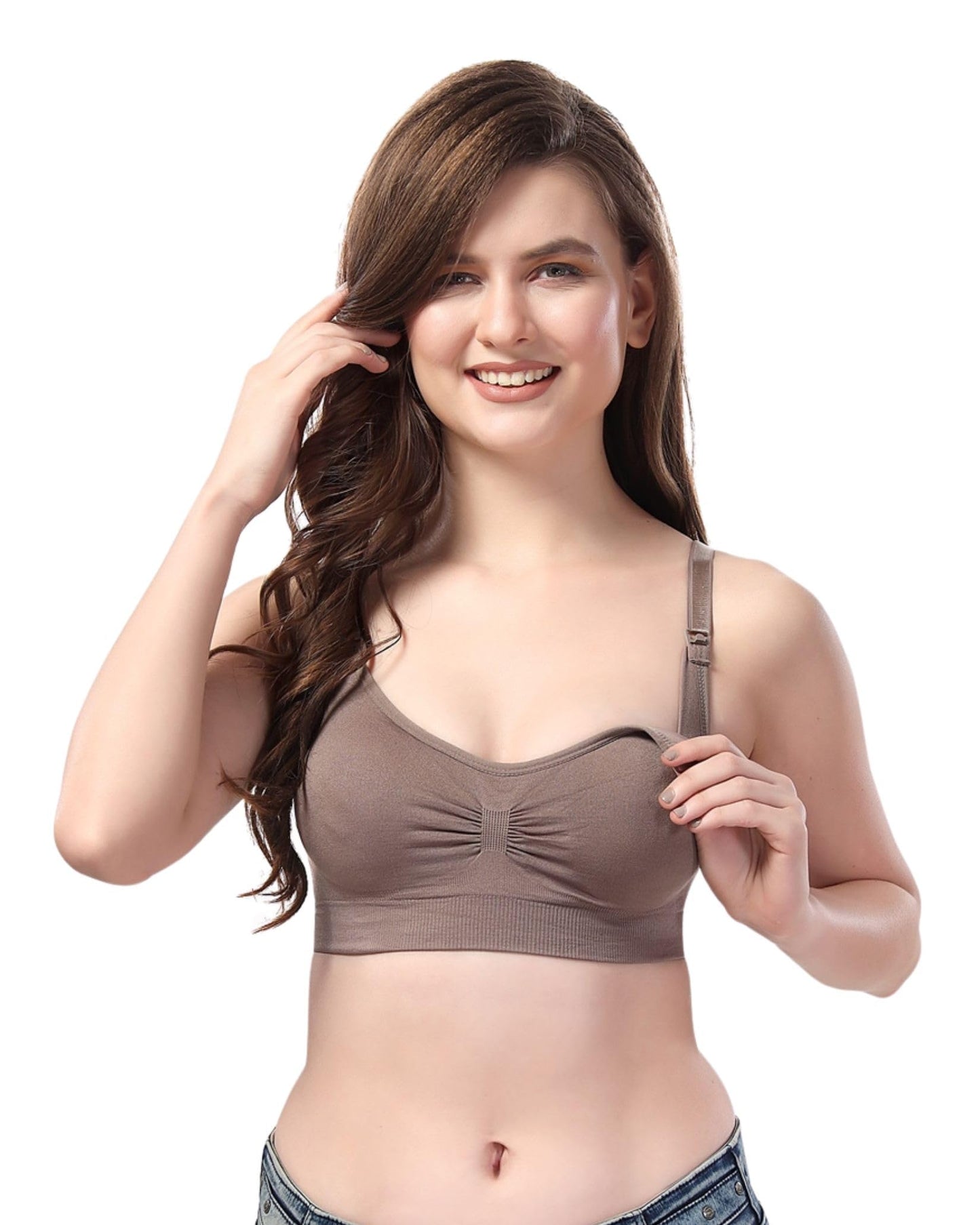 Fabme WomenS Nylon Non Padded Wire Free Maternity Bra Chocolate