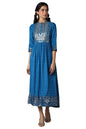 Blue Zari Embroidered Festive Dress