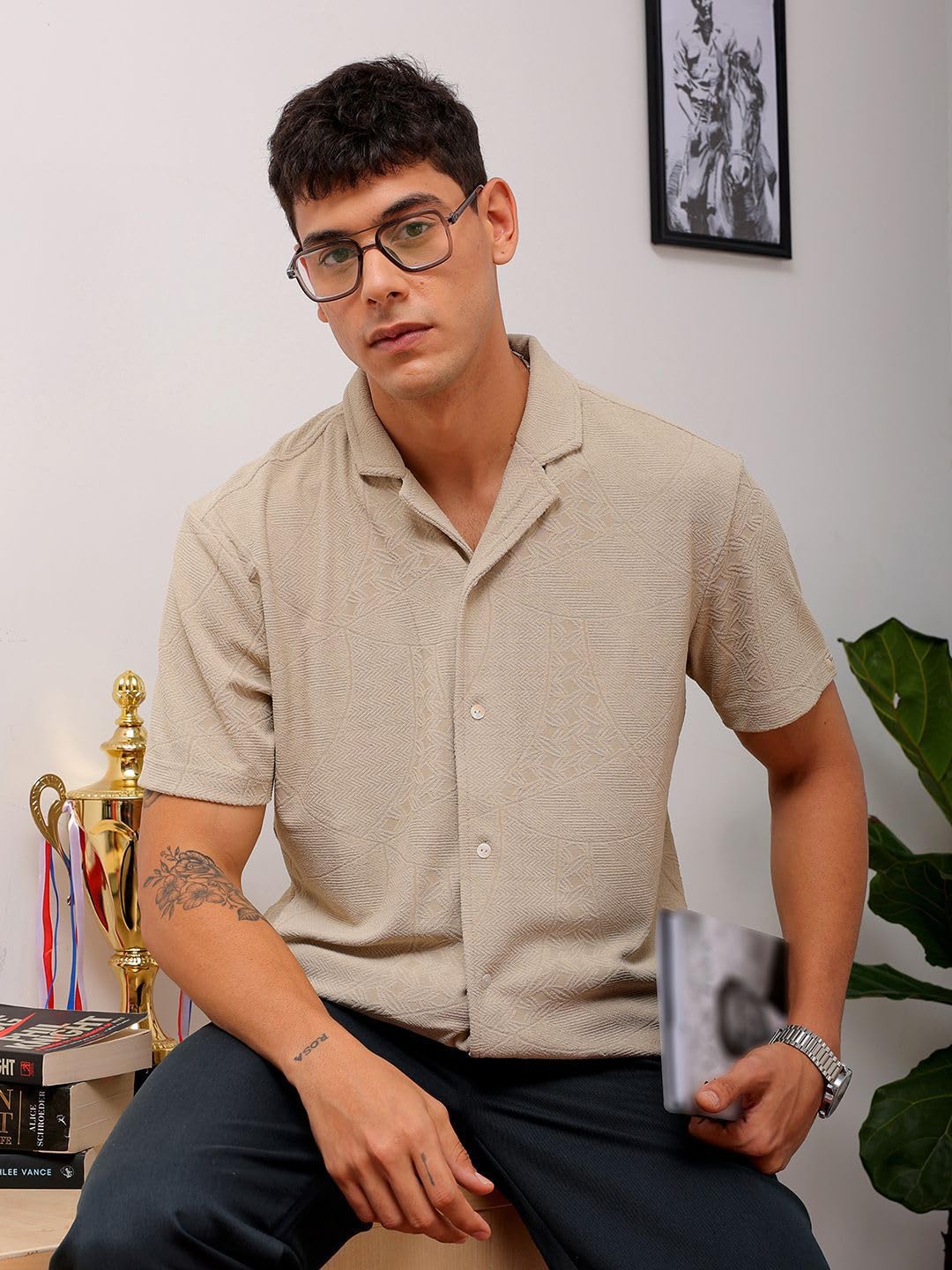 The Indian Garage Co Mens Slim Fit Shirt (1223-SHTKRS-01-02_Green