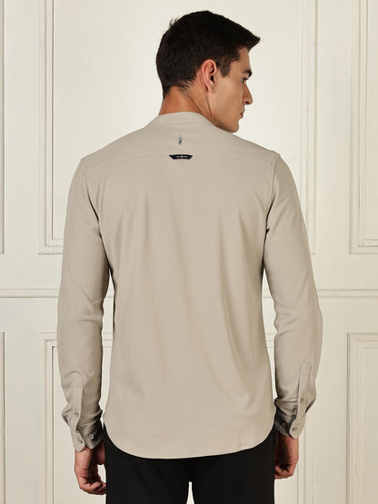 Thomas Scott Mens | Premium | Mandarin Collar | Slim Fit | Long Sleeves | 4 Way Stretch | Coolmax | Knitted | Casual | Shirts f