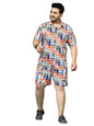 Rigo Printed Co-Ord Set For MenS | Casual Plus Size Shirt & Shorts Night Suit Set | Lounge-Wear Nightdress Pajama Set For MenS