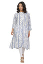 W for Woman White and Blue Printed Kurta and Pants Set