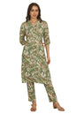 Aurelia Women's Green Floral Printed Straight Kurta and Palazzo Co-ord Set (Size: M)-AS15987-509867