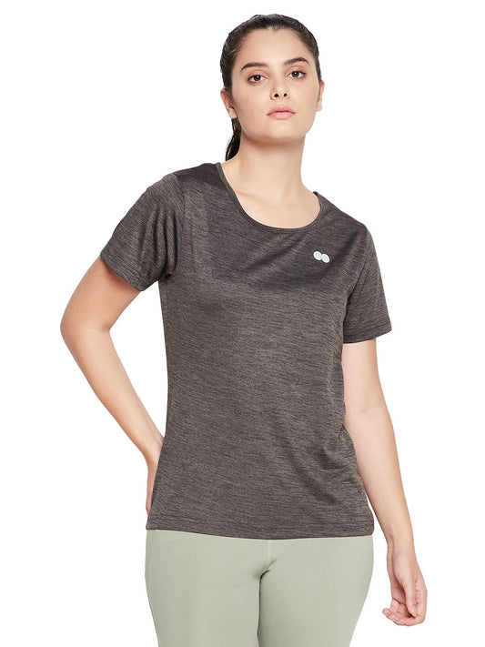 Clovia Womens Comfort Fit Activewear Short Sleeves Sports T-Shirt with Racerback Design (AT0169P05_Grey_XXL)