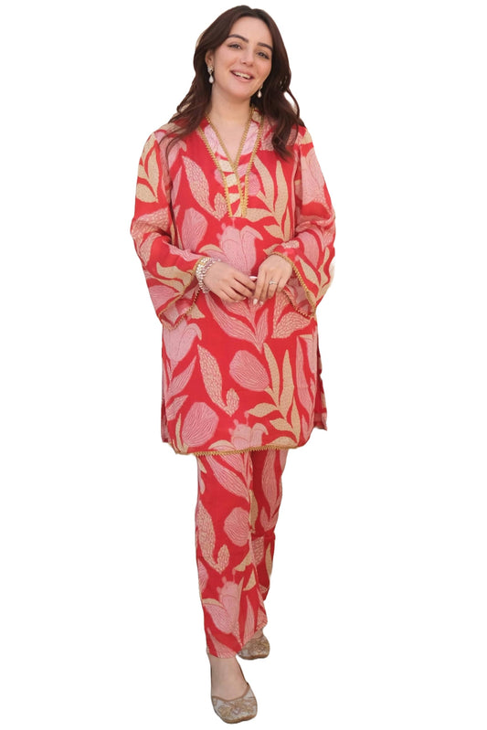 Anni Designer WomenS Cotton Blend Printed Ethnic Co-Ord Set (Badima Red_Xl_Red_X-Large)