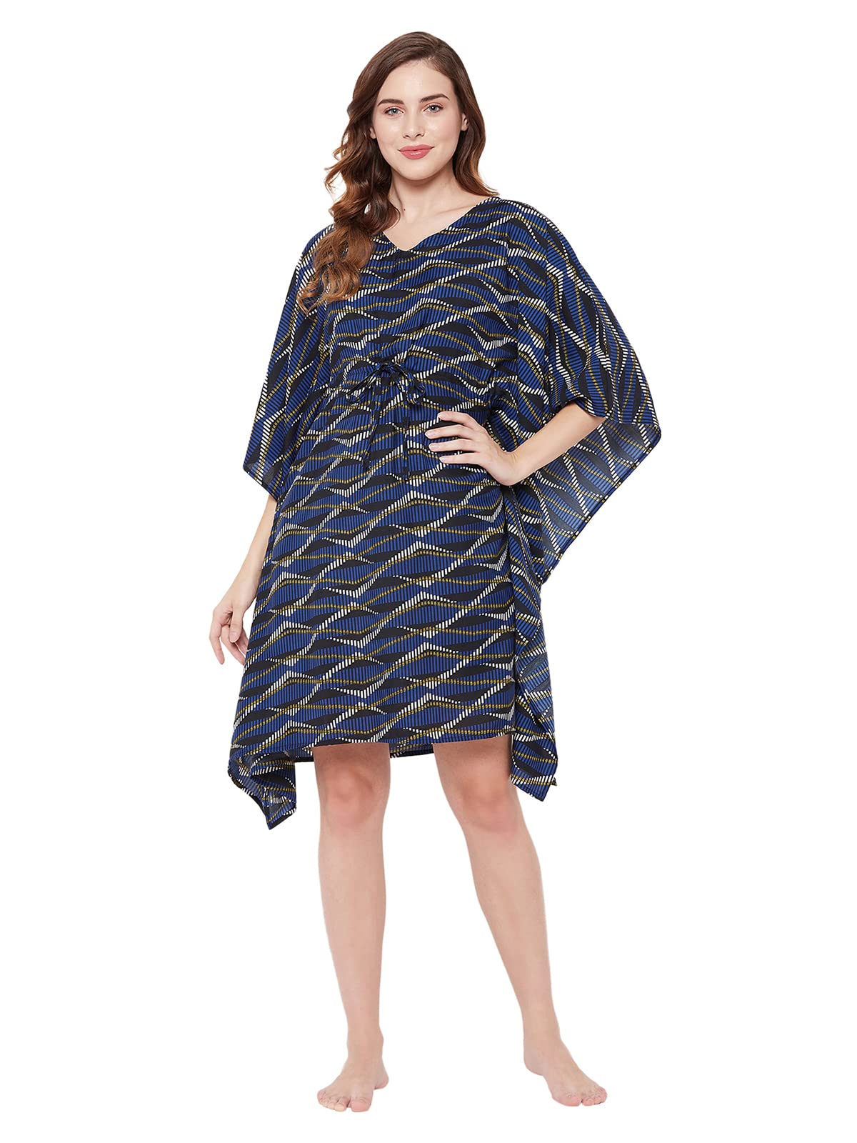 Clovia Womens Rayon Above The Knee Casual Nightdress (NS0836Q08L/XL_Navy Blue X-Large)